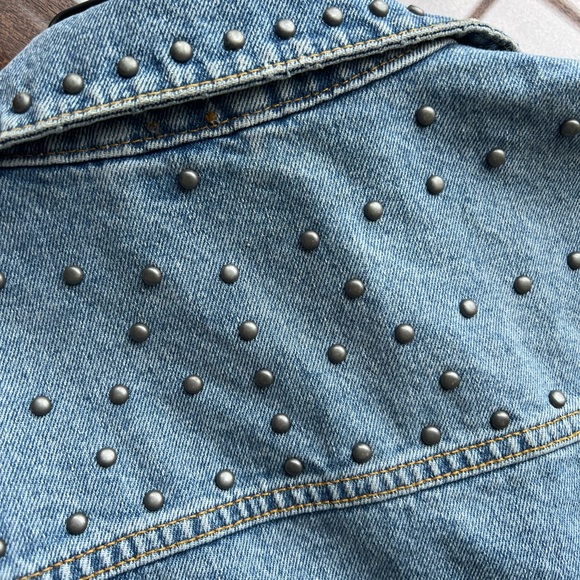 Free People Blue Jean Jacket with Studded Details - Picture 9 of 10